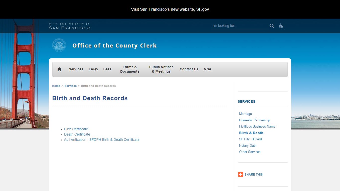 Birth and Death Records | Office of the County Clerk - San Francisco