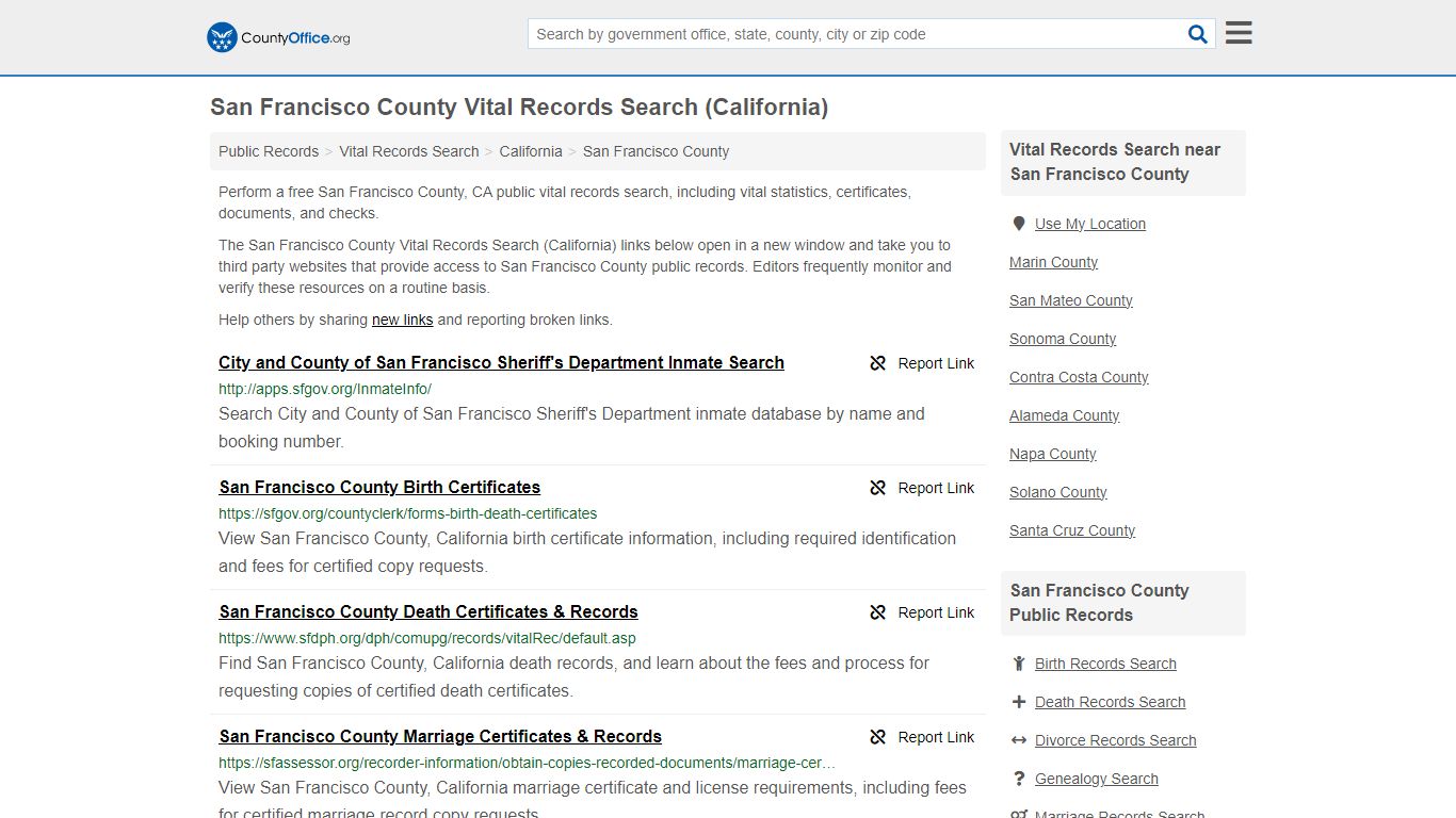 San Francisco County Vital Records Search (California)